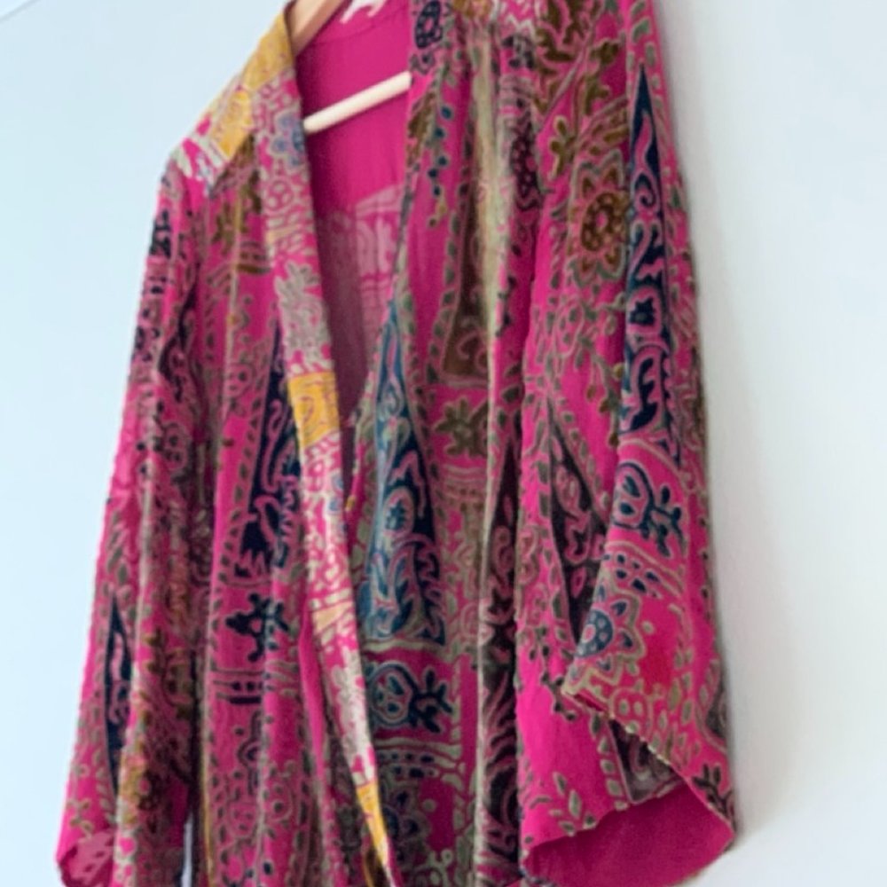 Embroidered Silk + Velvet Antrhopologie Floreat Blouse, Small
